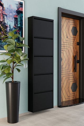 5 Kapaklı Metal Ayakkabılık Siyah Siyah