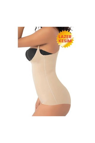 Uniquetrenders Kadın Lazer Kesim Ve Toparlayıcı Göğüs Altı Askılı Body Korse 3'lü Set Ten Rengi