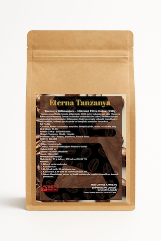 Eterna Tanzanya Kilimanjaro Mikrolot Filtre Kahve 250g Yıkanmış İşleme Çikolata, Kurutulmuş Meyve Ve Fındık Notaları Sca 84 86 V60 Chemex Çekirdek Kahve