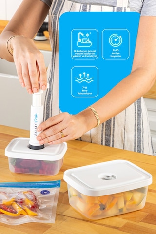 Vienev Vacuumfresh 13 Parça VakuMLu Gıda Saklama Ve VakuMLu Poşet Seti Beyaz