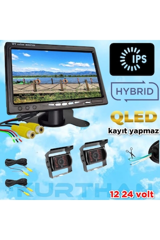 7 İnç Ips Qled Monitör Ve 2 Adet Metal Kasa Kamera 12 24 Volt