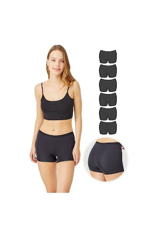 Cottonhill Basic Lazer Kesim Dikişsiz Kadın Boxer Külot 6'lı Paket Renkli-4 Çok Renkli