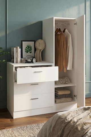 Yurudesign Nancy Aynalı Şifonyer Gardırop Beyaz