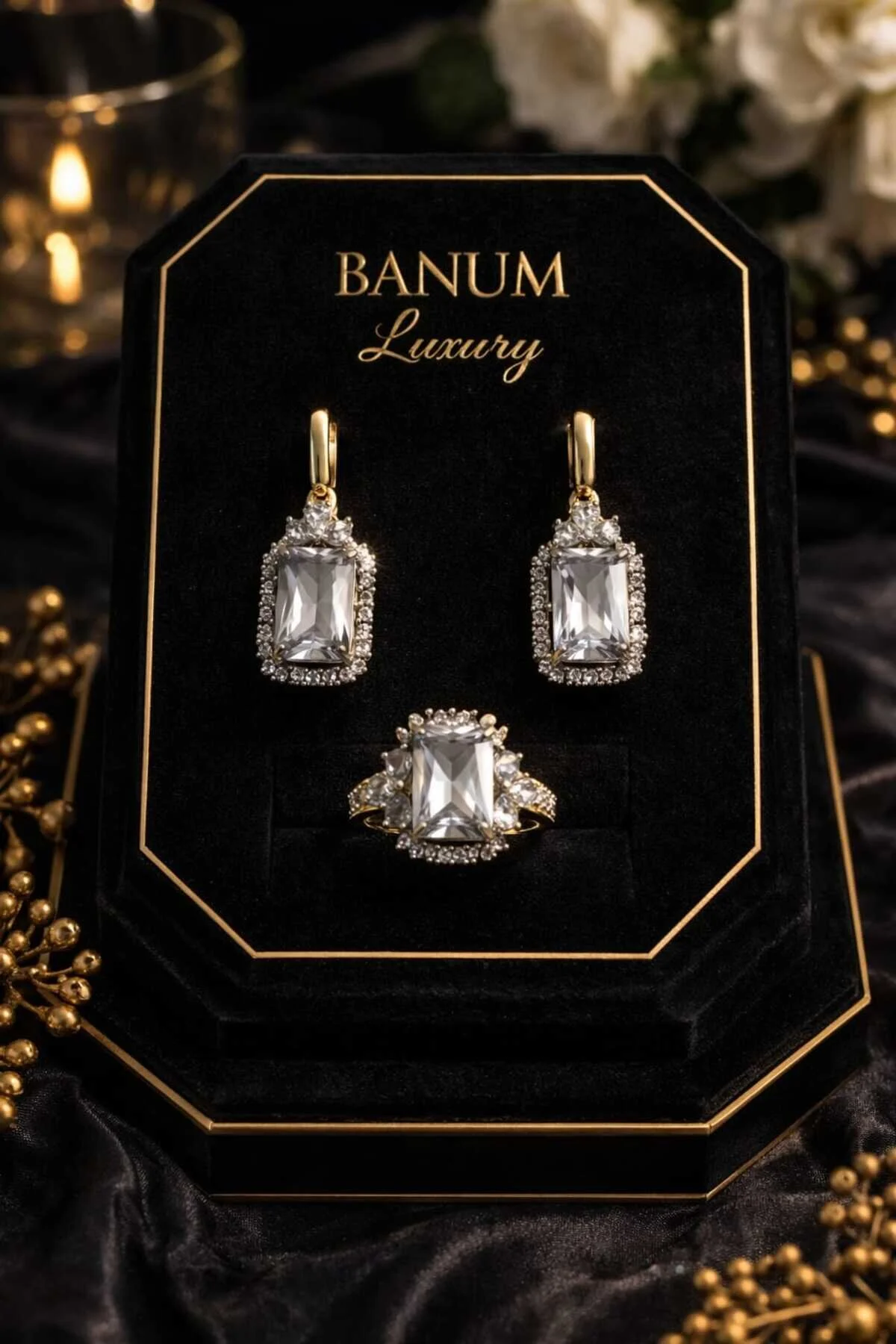Banum Luxury Lüks Özel Günler İçin Şık Ve Tasarım Set altın