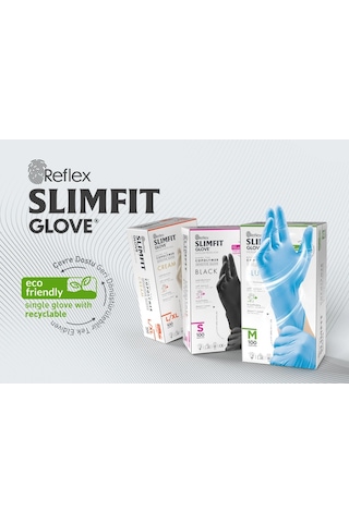 Slimfit Glove Pudrasız Yırtılmaya Dayanıklı Tek Kullanımlık Siyah Eldiven 100'lü
