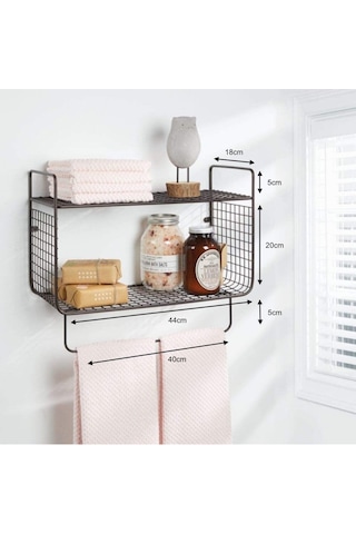 Metal Mutfak Banyo Duvar Rafı Terek Havluluk Wd-102 Siyah