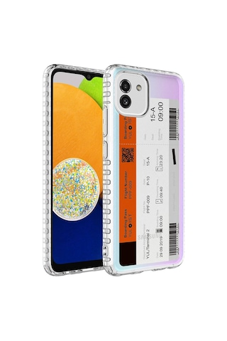 Samsung Galaxy Uyumlu A04 Kılıf Airbag Kenarlı Renkli Desenli Silikon Zore Elegans Kapak