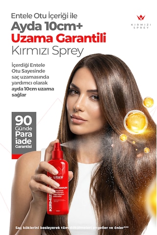 Uraw Saç Uzamasını Destekleyici ve Dökülme Karşıtı Kırmızı Sprey 2 x 125 ML