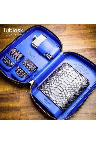 Lubinski Deri Seyahat Puro Çantası Siyah Çakmak-kesici-matara Set