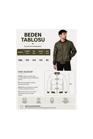 Neco Giyim Erkek Haki Bomber Mont Fermuarlı Dik Yaka Ribanalı Cepli Mevsimlik Mont Haki