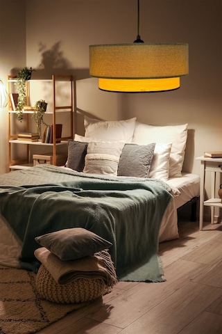 Hasır Kumbeji Ahşap Desenli Avize Bej