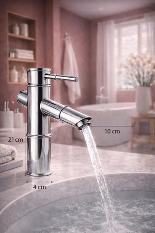Viosa Lüx Premium Krom Bambu Model Modern Banyo Lavabo Bataryası Çeşmesi Musluğu Siyah