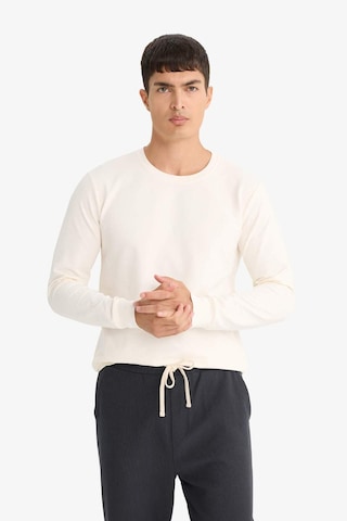 Defacto Slim Fit Dar Kesim Bisiklet Yaka Uzun Kollu Tişört F3646ax25auer140 Ekru