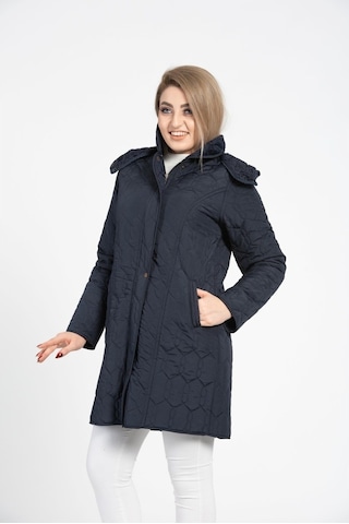 Vetre Kadın Kapitone Mont (95 Cm) Lacivert Büyük Beden 1016 Çok Renkli