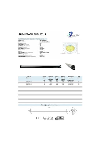 40w Led Etanj Armatür İnce Kasa 6500k Ip65 Yerli Üretim