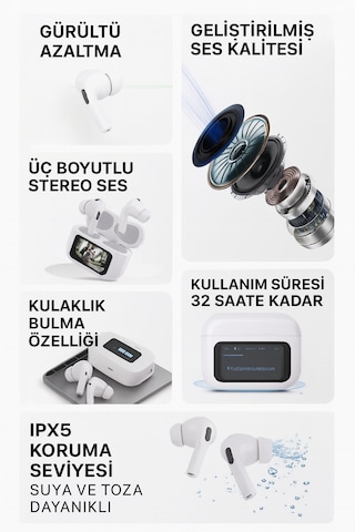 Qasul 13806 Anc Gürültü Engelleyici Ekranlı Kablosuz Kulaklık