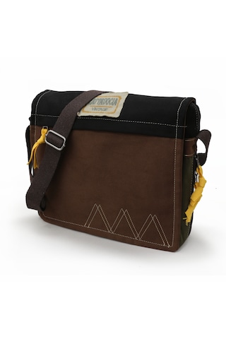 Cappadocia Vintage 4009 Omuz Postacı Kahve 15.6 Laptop Çantası Kahverengi - Siyah