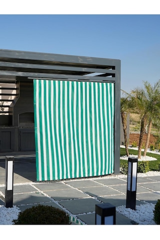 Altınpamuk Balkon Perdesi Enxboy Seçenekli Kuşgözlü Balkon Brandası Yeşil Beyaz Ty901-2,yeşil Beyaz 180 X 200 Çok Renkli