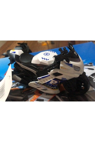 Oyuncak Sürtmeli Polis Motorsikleti 15 Cm Beyaz Model Motorsiklet