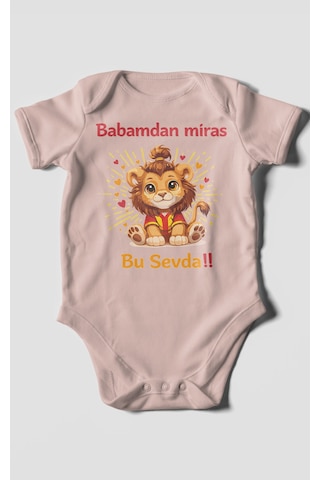 Morivokids Babadan Miras Bu Sevda Kısa Kollu Bebek Body Pastel Pembe