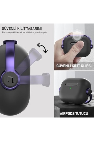 Pro Pro 2 Djpods Sert Malzemeli Kilitli Kapak Askı Aparatlı Pro Pro 2 Uyumlu Kılıf Siyah - Kırmızı Çok Renkli