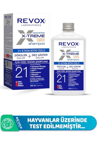 Revox X-Treme Dökülen ve Geç Uzayan Saçlar için Özel Bakım Şampuanı 400 ML Revox X-Treme Dökülen ve Geç Uzayan Saçlar için Özel Bakım Şampuanı 400 ML