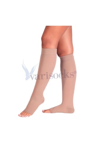 Orta Basınç Ccl2 Diz Altı Burnu Açık Varis Çorabı Diz Altı Çorap