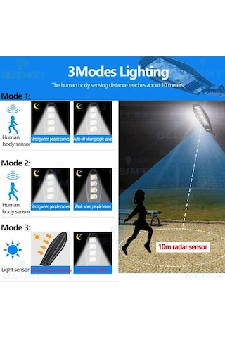 Tongxida 10000w Güneş Enerjili 168led Yükseltilmiş Sokak Lambası, 10000mah Akı, Açık Su Geçirmez, Bahçe Duvarı İçin