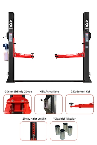 4 Ton İki Sütunlu Yarı Otomatik Hidrolik Lift - Gpl101