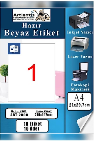 A4 Hazır Etiket 210x297 Mm 10 Sayfa 1 Paket Kendinden Yapışkanlı Fotokopi Lazer İnkjet Kağıdı Yazıcılar İçin Uyumlu