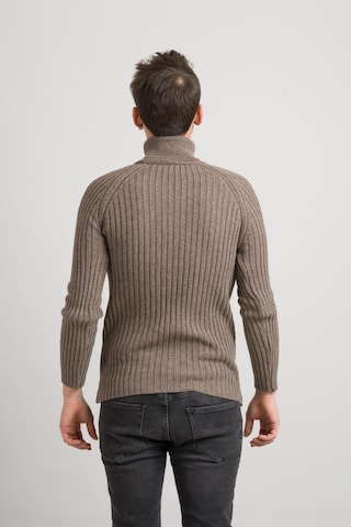 Slim Fit Çizgili Tam Balıkçı Pamuklu Kalın Triko Erkek Kazak 001