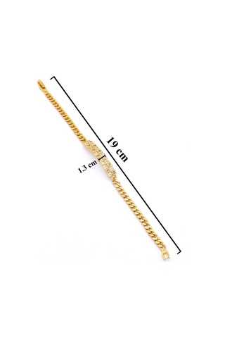 Bz Altın Kaplamalı Zirkon Taşlı Kadın Zincir Bileklik Blk-734 Gold