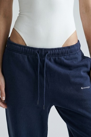 Woneagle Kadın Lacivert Oversize Rahat Kesim Yüksek Bel Lastikli Paça Jogger Eşofman Altı Lacivert Lacivert