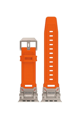 Watch Ultra 49mm Uyumlu Kordon Skinarma Titon Serisi Hava Alabilen Delikli Strap Kayış Turuncu Turuncu