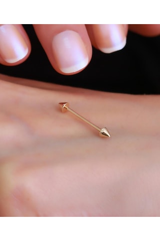 14 Ayar Altın Ok Kaş Piercing Sarı Altın