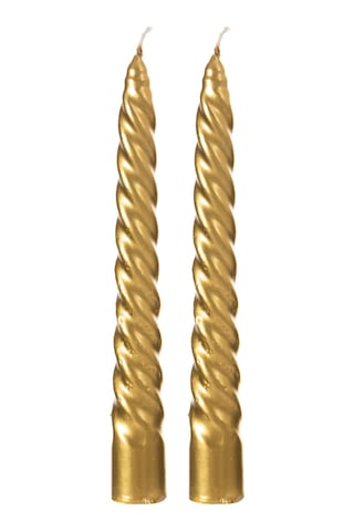 Mudo Home 2li Burgulu Şamdan Mum Gold 18cm 6355028