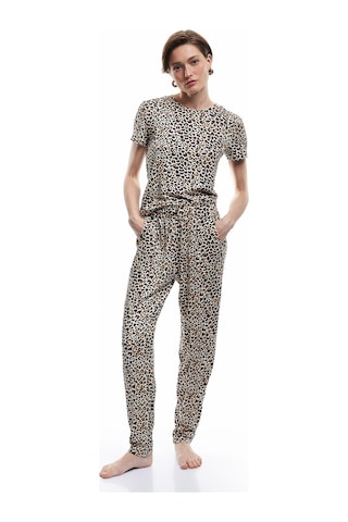 Koton Kısa Kollu Bisiklet Yaka Leopar Desenli Crop Pijama Üstü Leopar Desenli 6wlk40109mk Leopar Desenli