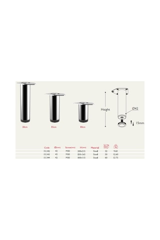 Gürçayhırdavat Metal Mobilya Ayağı Krom Çap 42Mm - 8Cm (4 Adet)