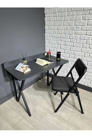 Buse Çalışma Masası Ofis Bilgisayar Masası + Katlanır Sandalyeli