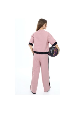 Kız Çocuk %100 Pamuk Oversize Yarım Kol Alt-üst Eşofman Takım-eşt-0013 Pudra