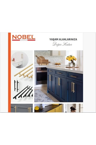 Paslanmaz Boy Kulp Nobel Mat Gold 128 Mm Modern Dolap & Çekmece Kulpu 5 Li Paket Gold