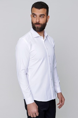 Efor Slim Fit Pamuk Saten Klasik Beyaz Gömlek Gk 604 Beyaz