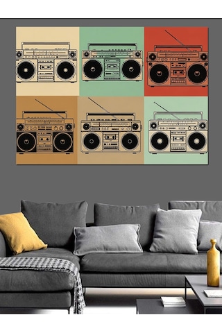 Retro Kasetçalar Radyolar Koleksiyonu Dekoratif Kanvas - Mdf Ahşap Tablo