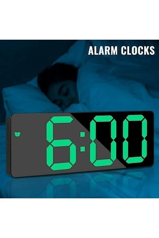 Trendooze Yeşil Ve Saati Pil Led, Eklentili Dijital Çalar Ayna Sy