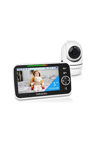 Hellobaby Video Bebek Monitörü, 5 Inç Split Ekran, 30 Saat Pil Ömrü, 355 Pan-tilt-zoom, Gece Görüşü Kamera Sistemi