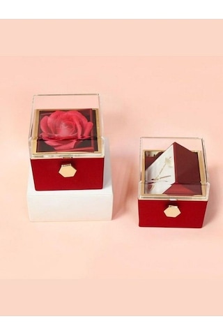 Özcan Tasarım Dönen Gül Hediye Kutusu - Sihirli Yüzük Kolye Kutusu