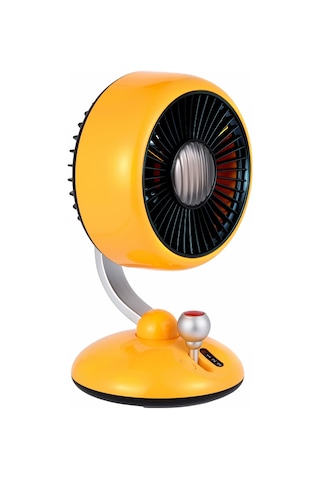 Juo Q3 120 Salınımlı 3 Kademeli Led Işıklı Şarjlı Masaüstü Fan Vantilatör Retro Sarı