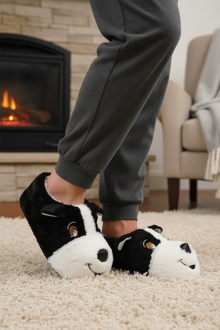 Siyah Köpek Desenli Unisex Panduf 26k001 Siyah