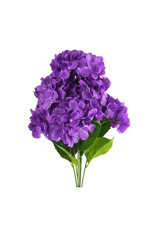 Yapay Çiçek Ortanca Çiçeği Demeti 43 Cm Mor Koyu