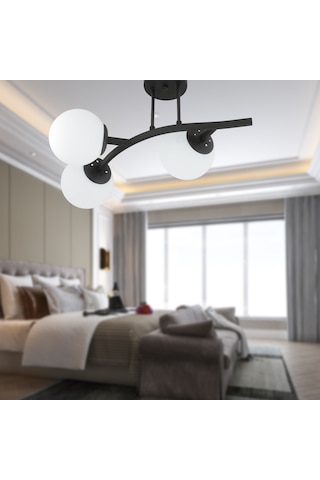 Izem 3'Lü Siyah Modern Plafonyer Genç Odası Mutfak Yatak Odası Avize